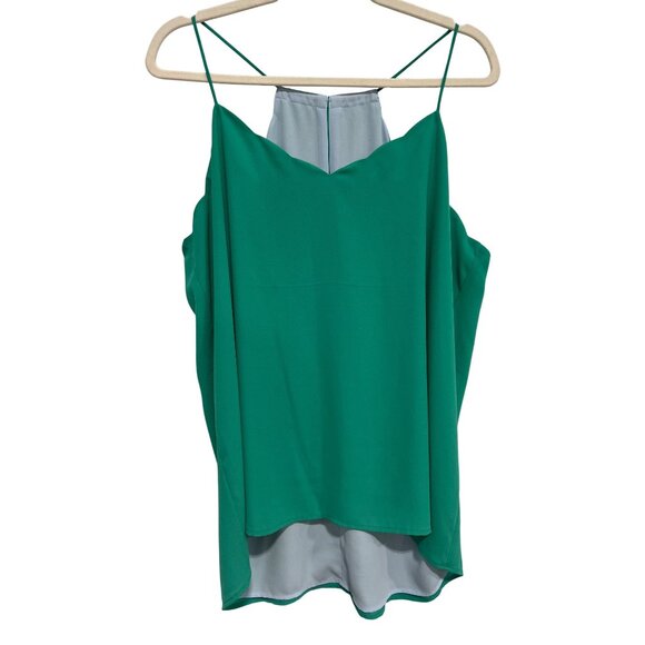 Express Cami Top Size Reversible Sleeveless Top Two Tone Green Blue Flowy Summer - Picture 1 of 5